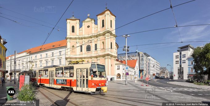I7032705. Tram passing near Old Cathedral, Bratislava (Slovakia)