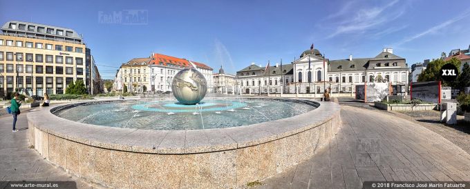 I7034604. Fountain Earth - Planet of peace and Grassalkovich Palace, Bratislava