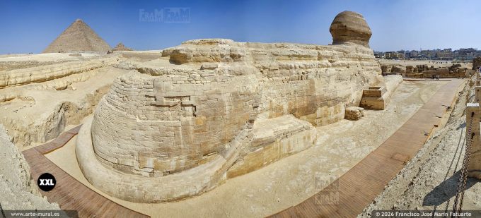 PRF6104406. The Great Sphinx rear view, Giza pyramid complex  (Egypt)