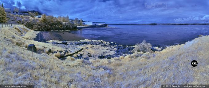 QA7R560105. Infrared view of the coast at Bogarnes,  Borgarbyggð (Iceland)