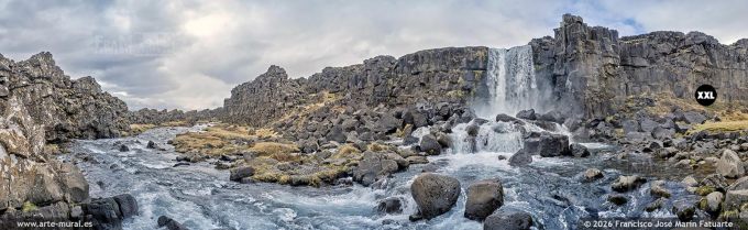 QF6949409. Öxarárfoss waterfall in Þingvellir national park, Bláskógabyggð (Iceland)