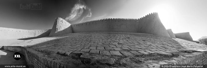 OS256507. Ancient walls of Itchan Kala infrared panorama, Khiva (Uzbekistan)