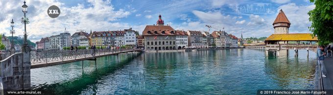 JF884805. River Reuss and old town skyline, Lucerne (Switzerland)