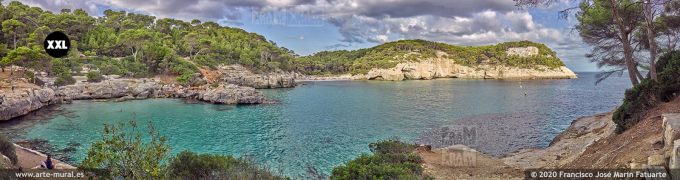 K8584605 Cala Mitjana and Mitjaneta panorama. Menorca (SPAIN)