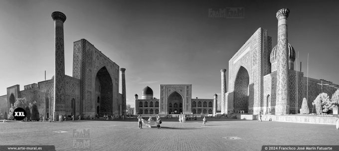 OS314205. The Registan and its three madrasahs ifrared panorama, Samarkand (Uzbekistan)