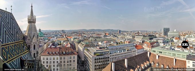 I7128804. Town Skyline from St. Stephen's Cathedral rooftop, Vienna 